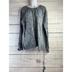 Soft Surroundings Shirt Sz XL Top Blue Gray SportyDetailing Fresh Casual Pockets